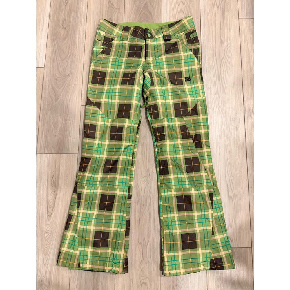 DC Shoes Snow Pants Mens Medium Green Brown Plaid Exotex 5k Series Waterproof